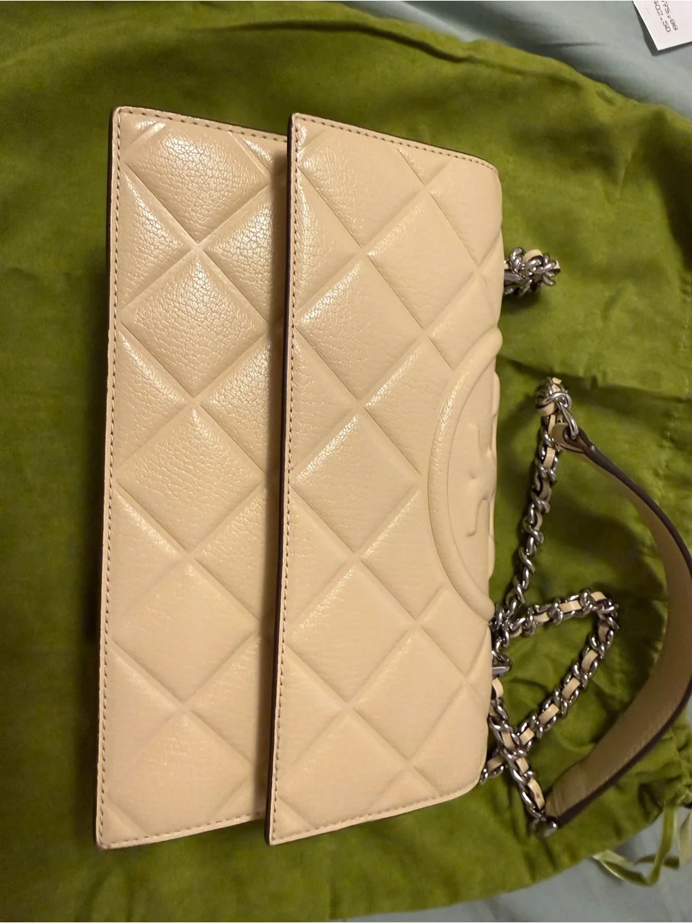 Tory Burch Small Fleming Shoulder Bag in vanilla soft serve color